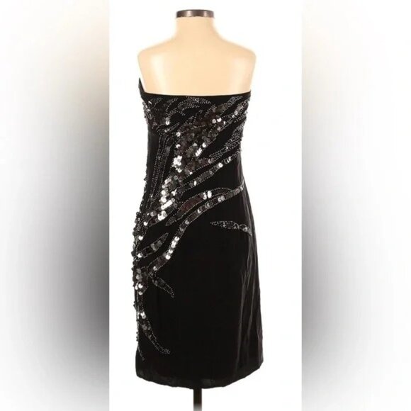 Sheri Bodell  Silk Sequin Strapless NYE Dress Black Size Small New With Tags - Picture 8 of 9